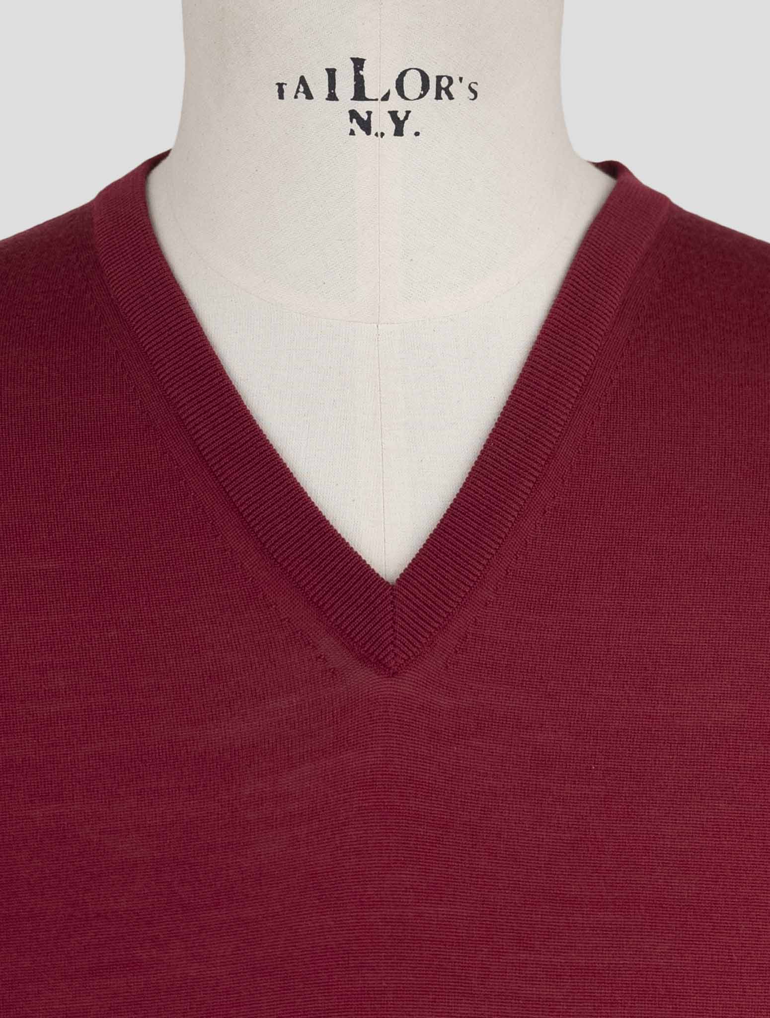 Kiton Red Wool Sweater V-Neck