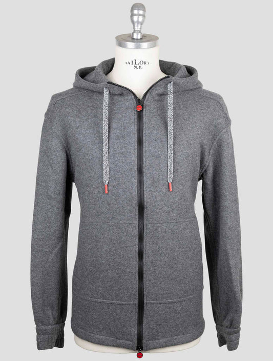 Kiton Gray Cashmere Ea Sweater Hoodie Full Zip