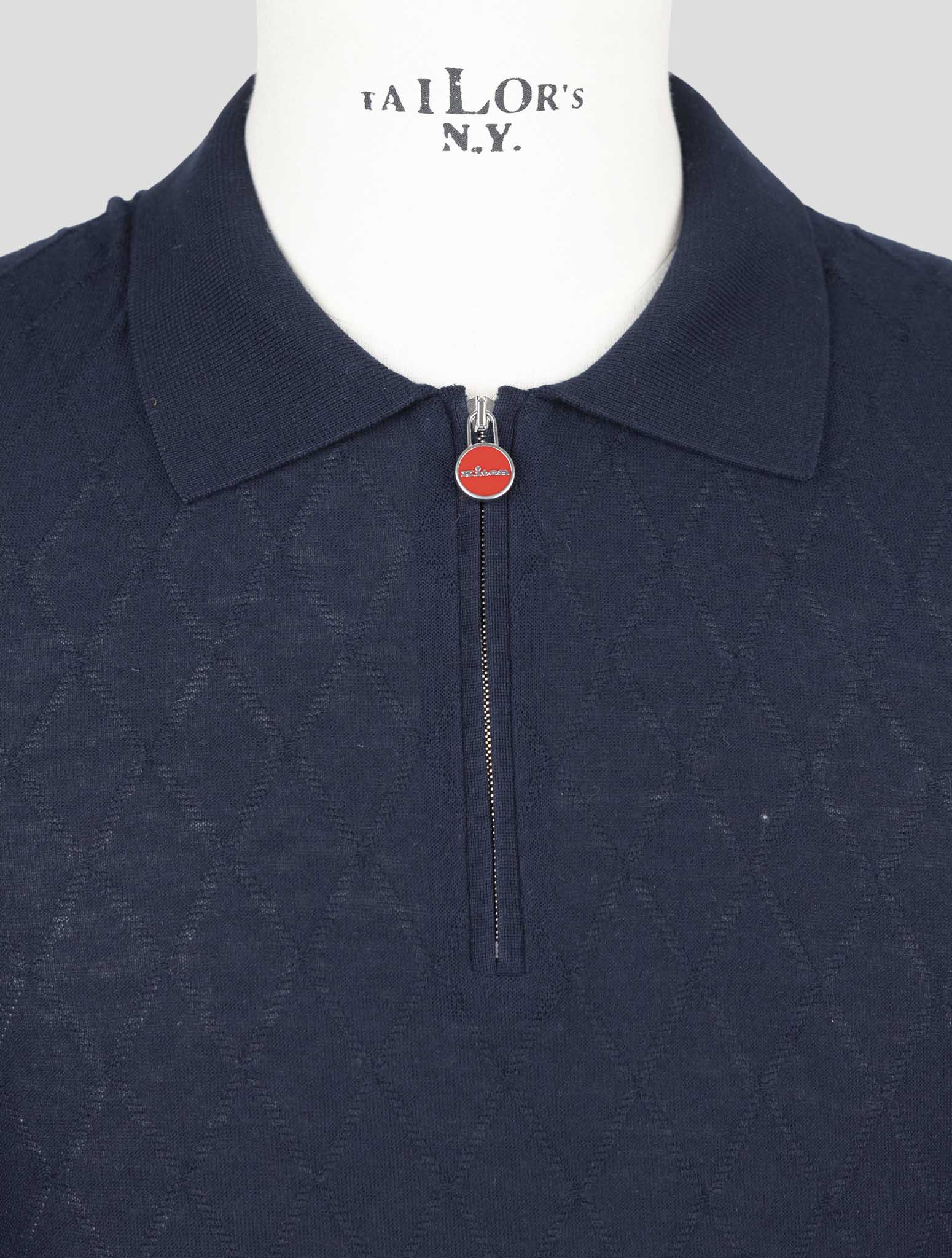 Kiton Blue Cotton Polo