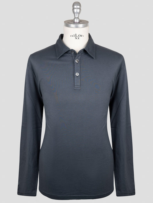 Kiton Gray Cotton Cashmere Sweater Polo