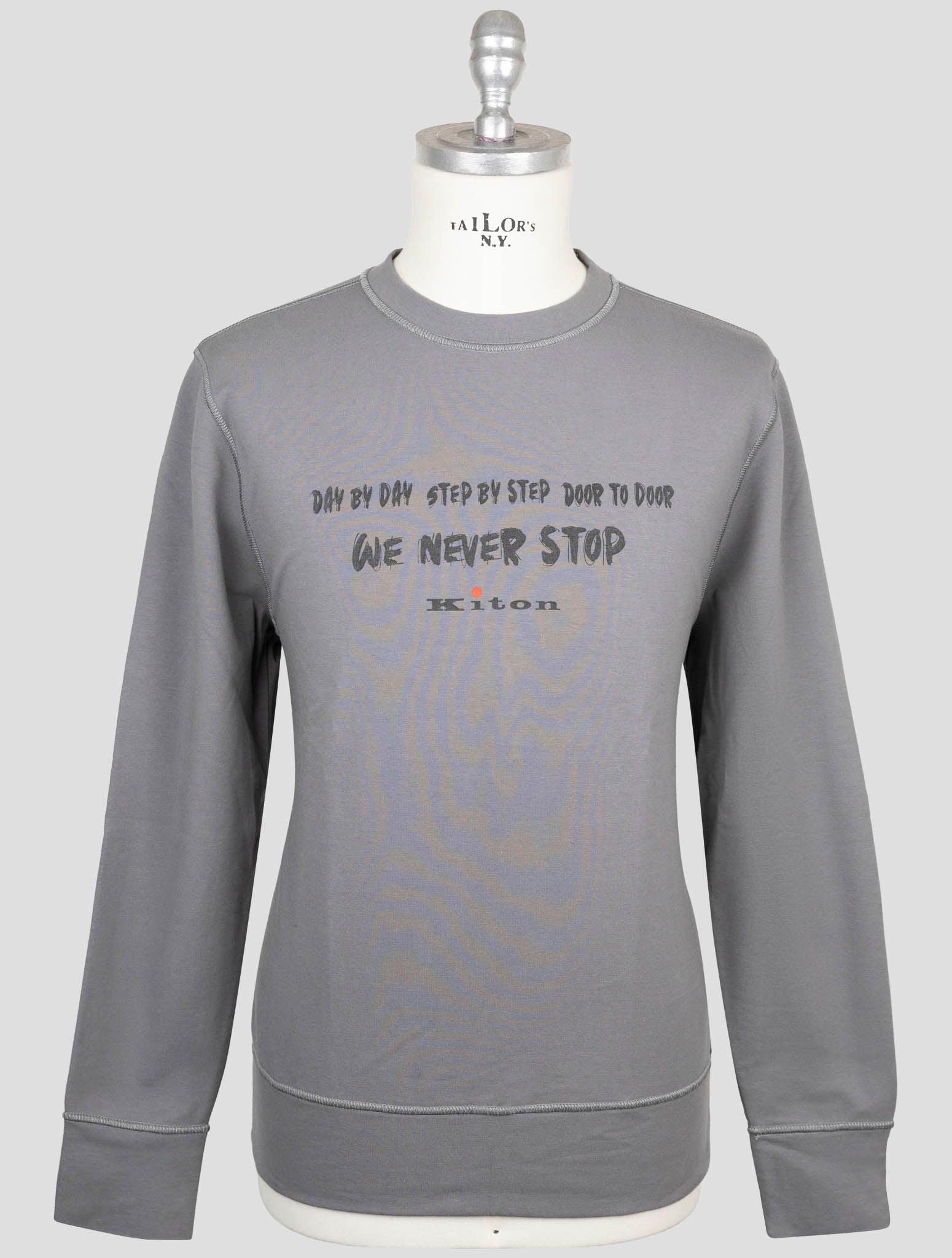 Kiton Gray Cotton Ea Sweater Crewneck