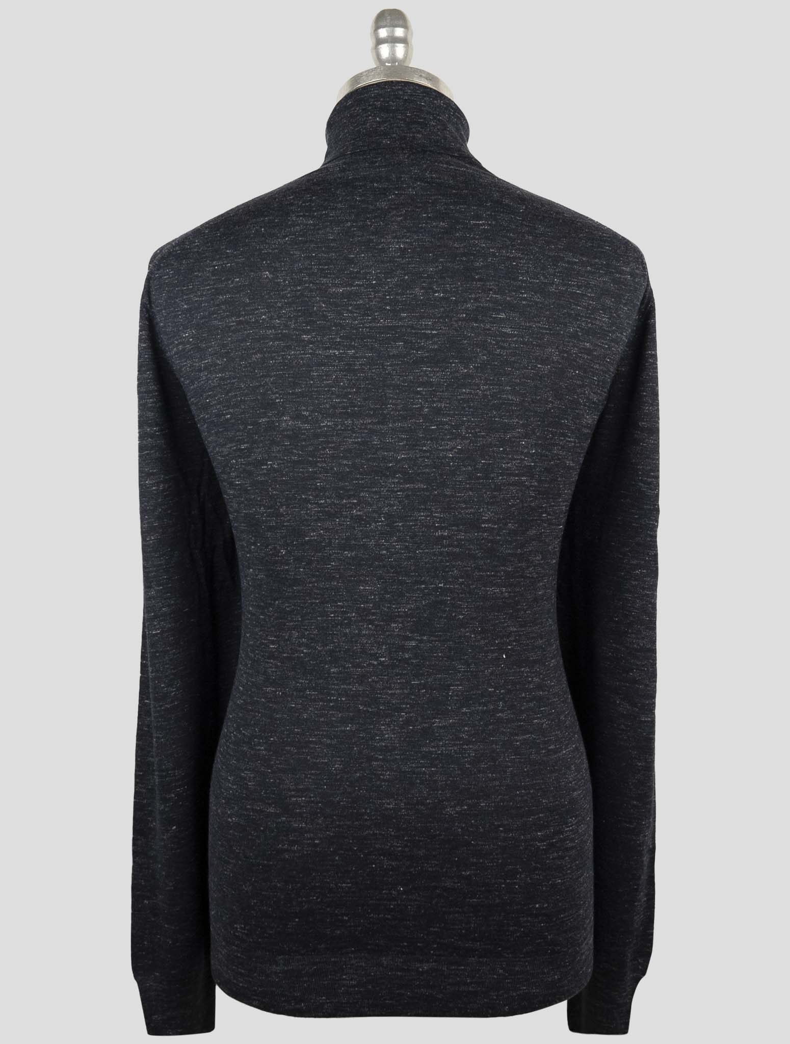 Kiton Blue Cashmere Silk Linen Sweater Turtleneck