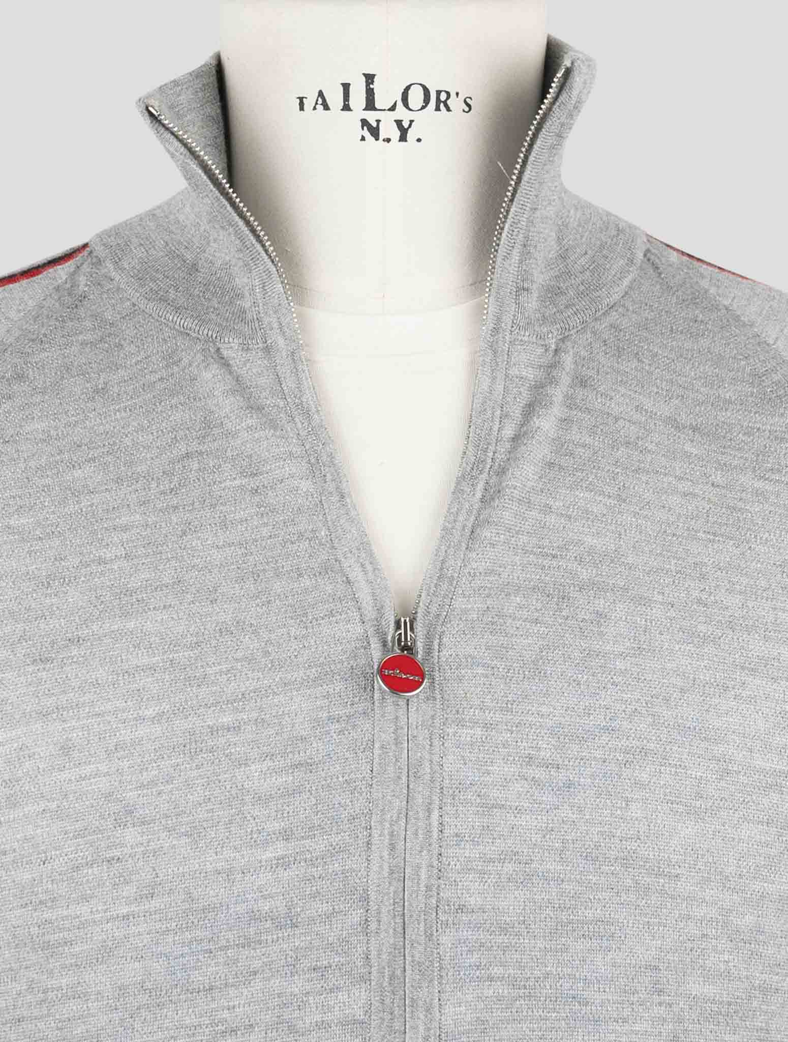 Kiton Gray Cashmere Silk Sweater Full Zip