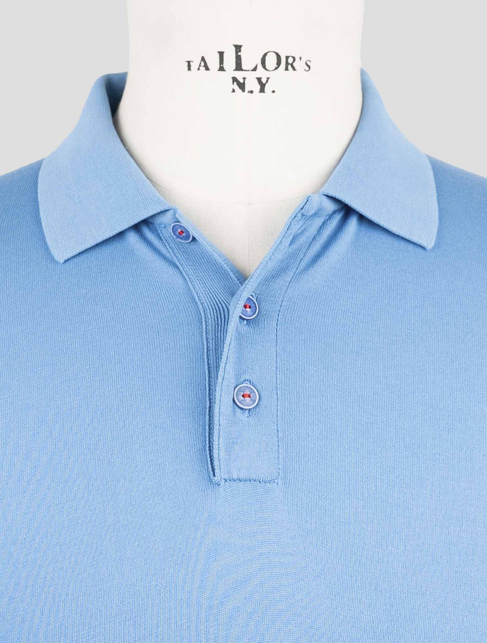 Kiton Light Blue Cotton Polo