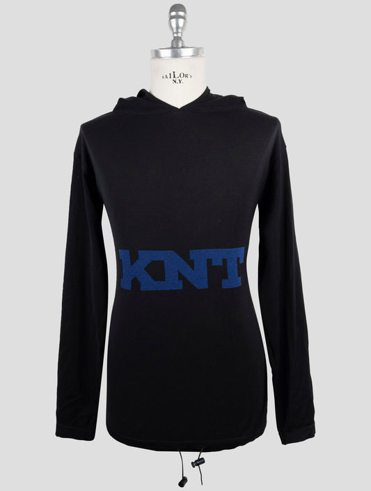 Kiton Black Cotton Sweater Hoodie