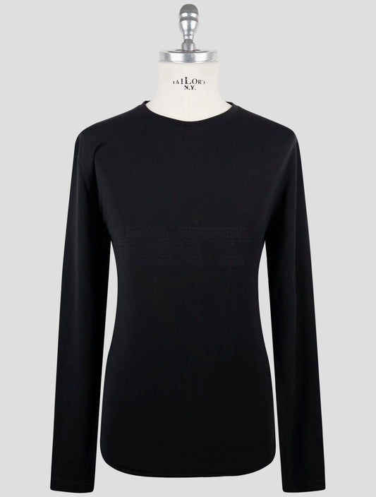 Kiton Knt Black Cotton Sweater Crewneck