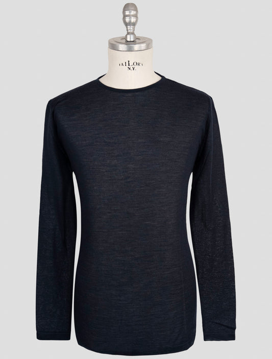 Kiton Knt Dark Blue Cashmere Silk Sweater Crewneck