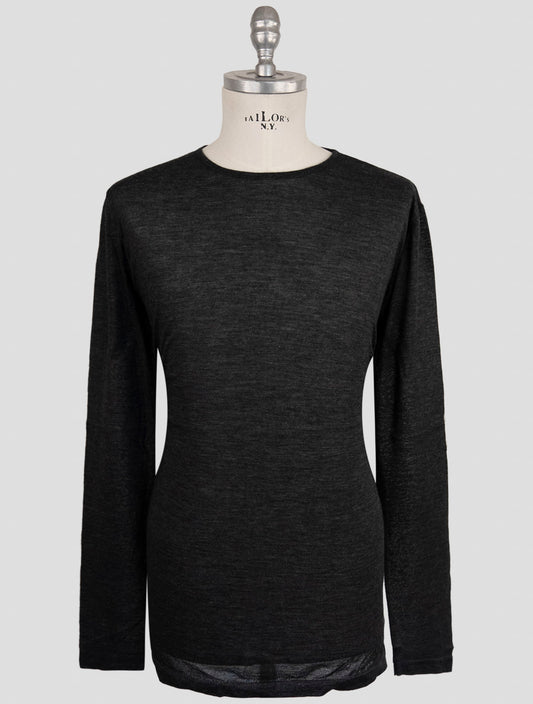Kiton Knt Dark Gray Cashmere Silk Sweater Crewneck