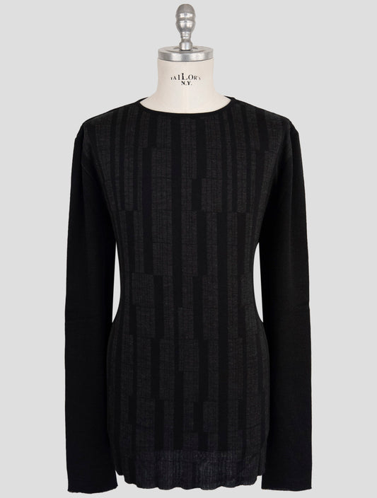 Kiton Knt Dark Gray Wool Cashmere Sweater Crewneck