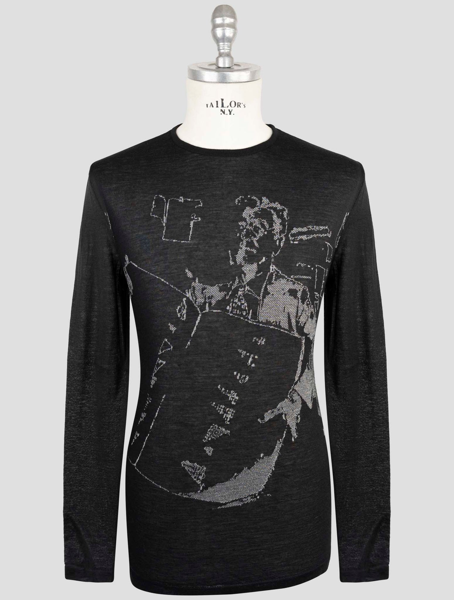 Kiton Knt Black Cashmere Silk Cotton Sweater Crewneck