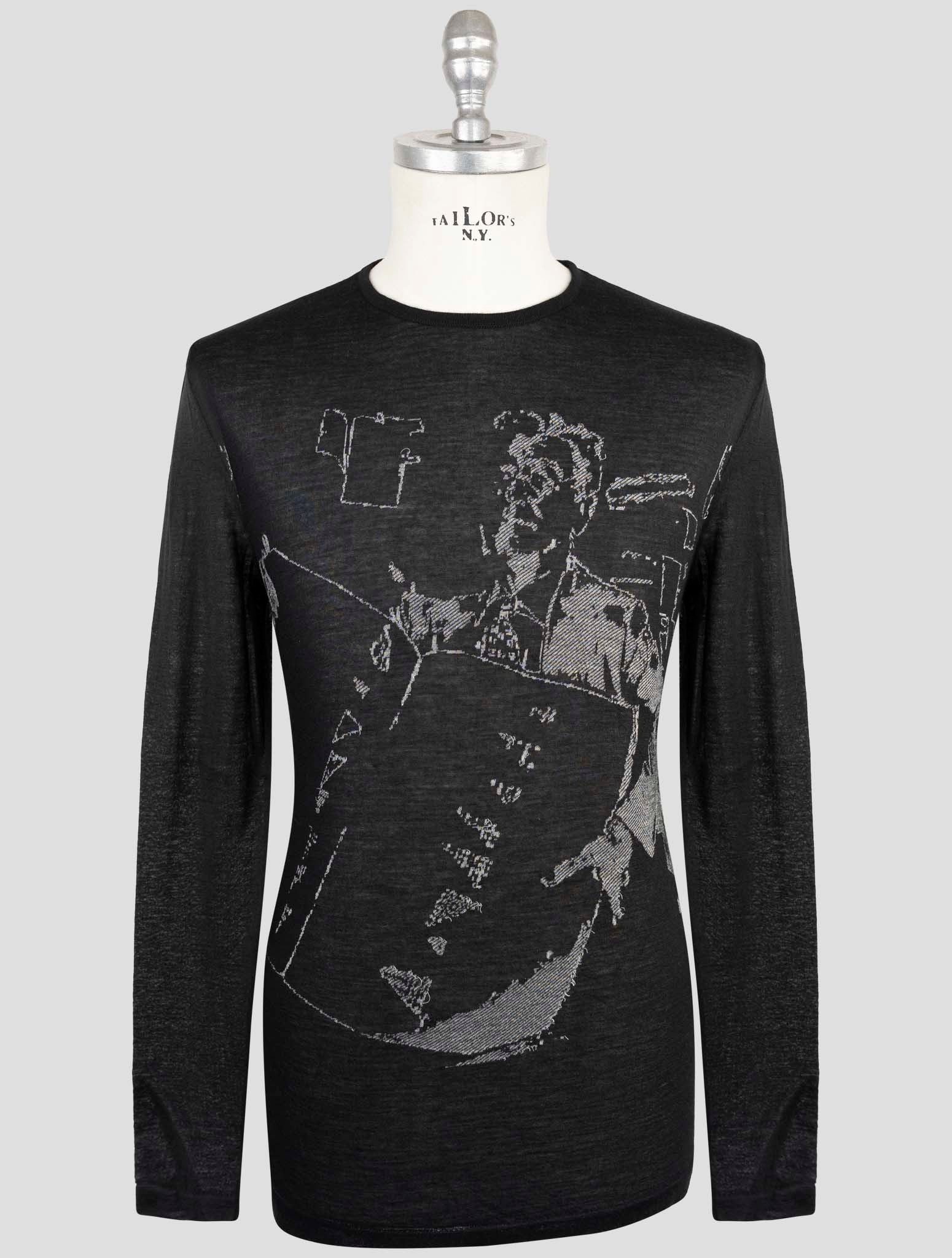 Kiton Knt Black Cashmere Silk Cotton Sweater Crewneck