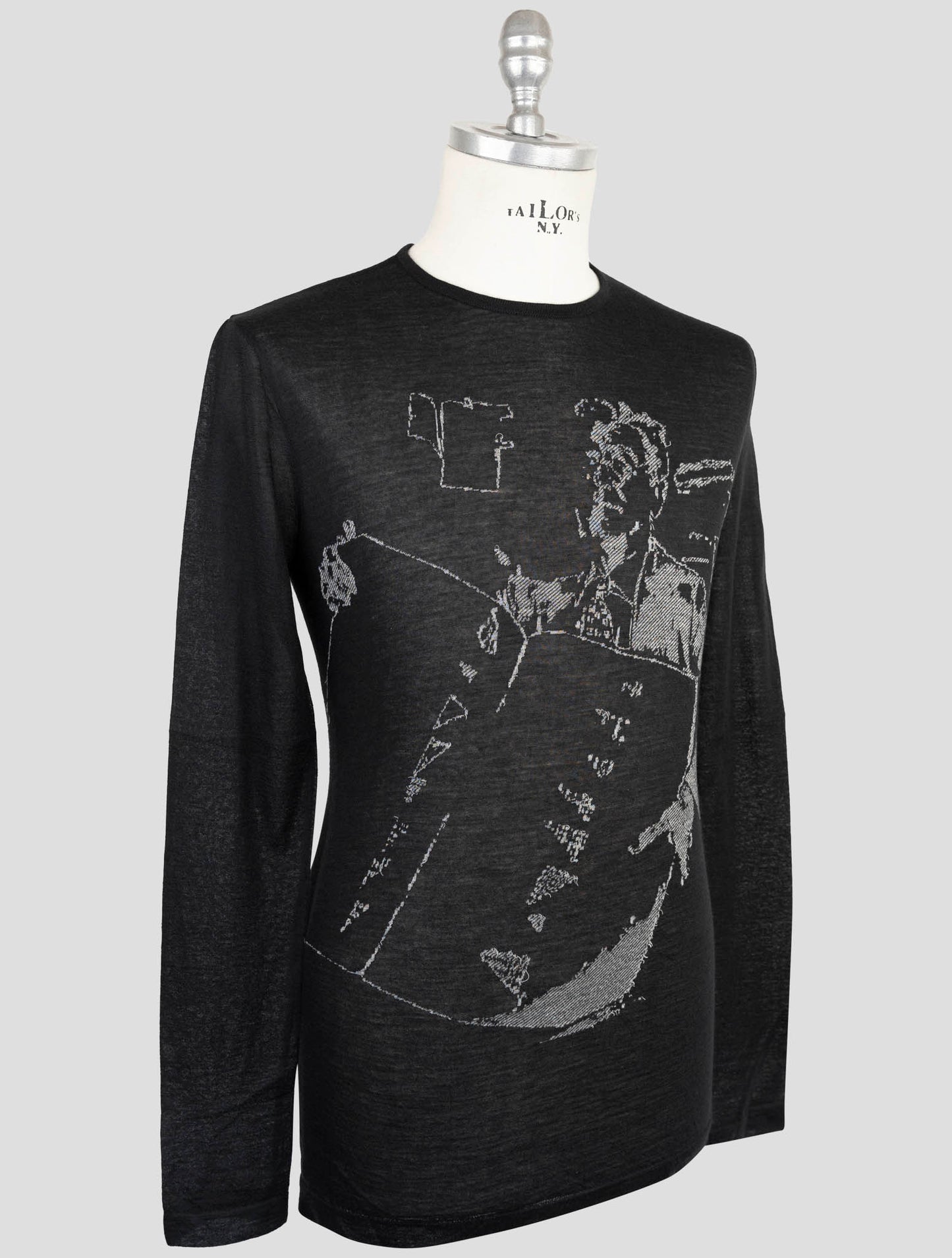 Kiton Knt Black Cashmere Silk Cotton Sweater Crewneck