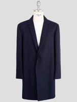 Kiton Knt Blue Wool 14 Micron  Overcoat