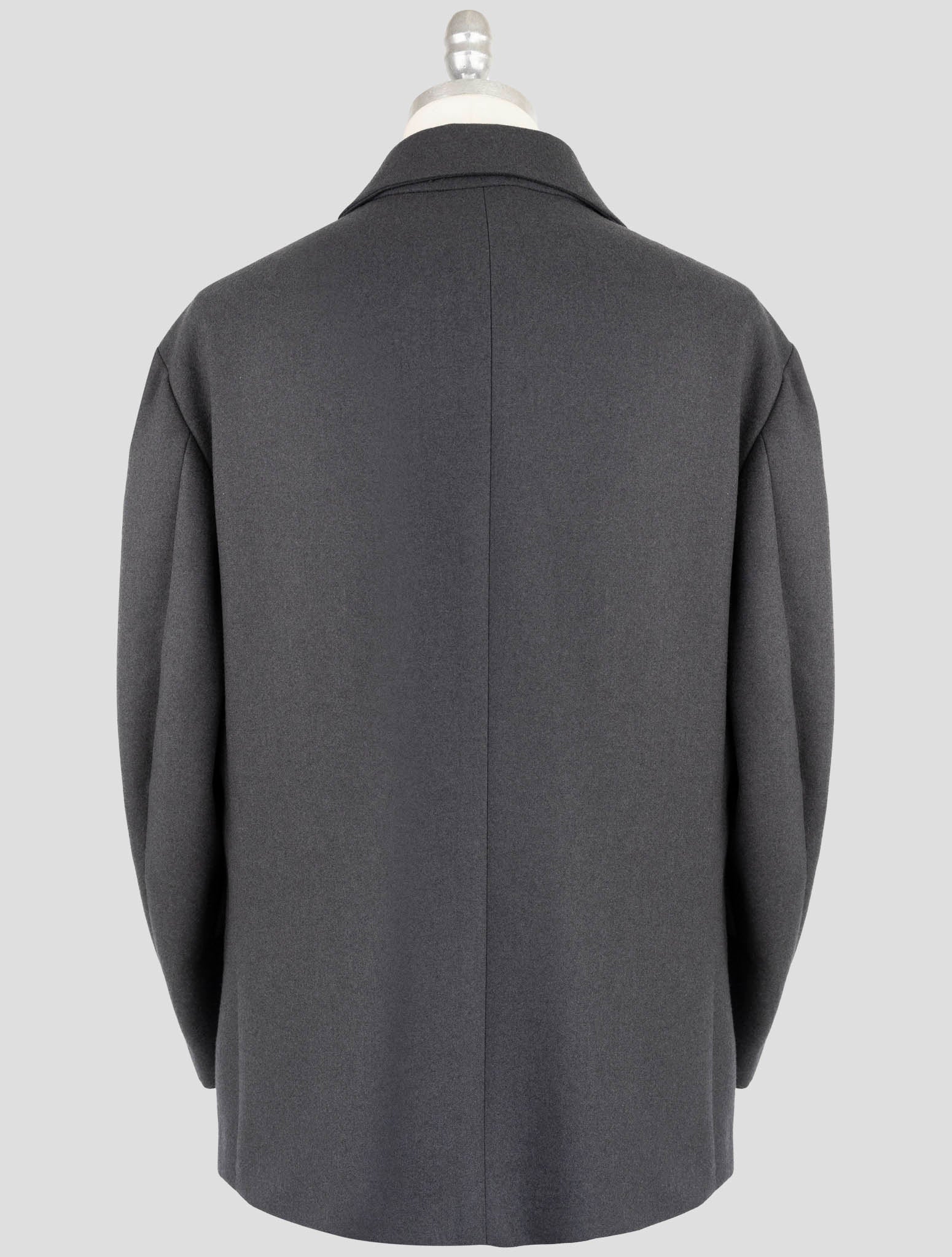 Kiton Knt Dark Gray Virgin Wool 14 Micron Overcoat