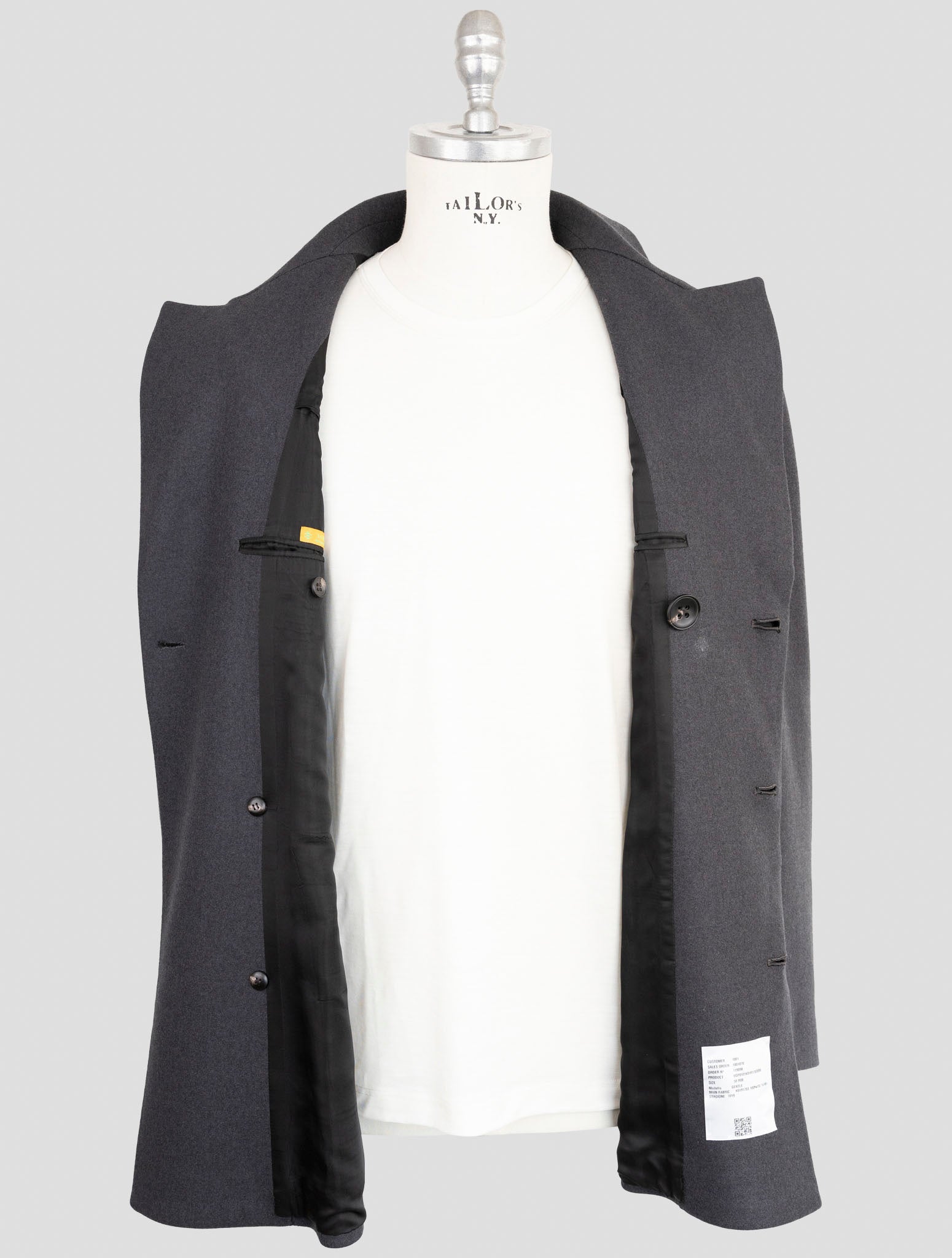 Kiton Knt Dark Gray Virgin Wool 14 Micron Overcoat