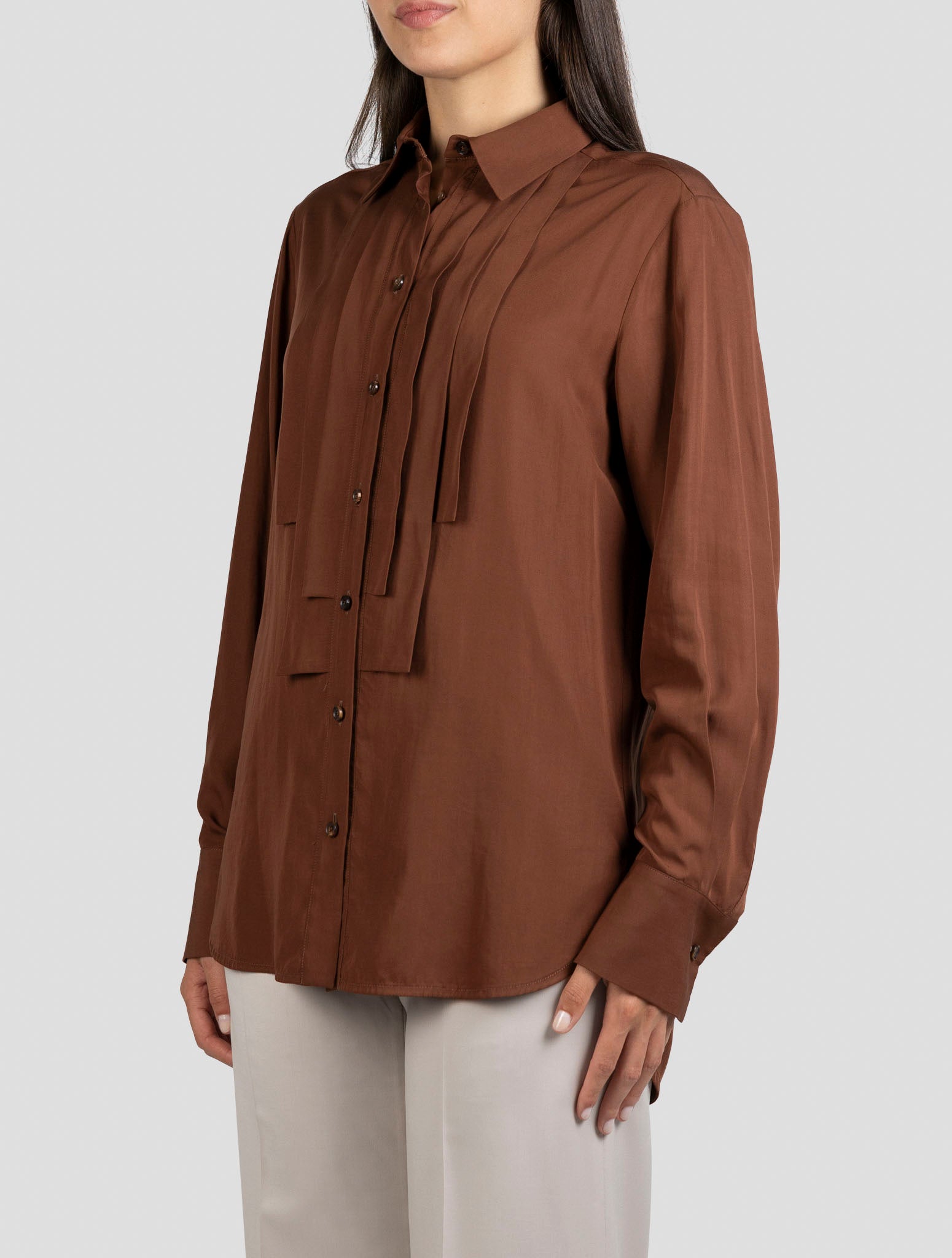 Kiton Brown Lyocell Shirt