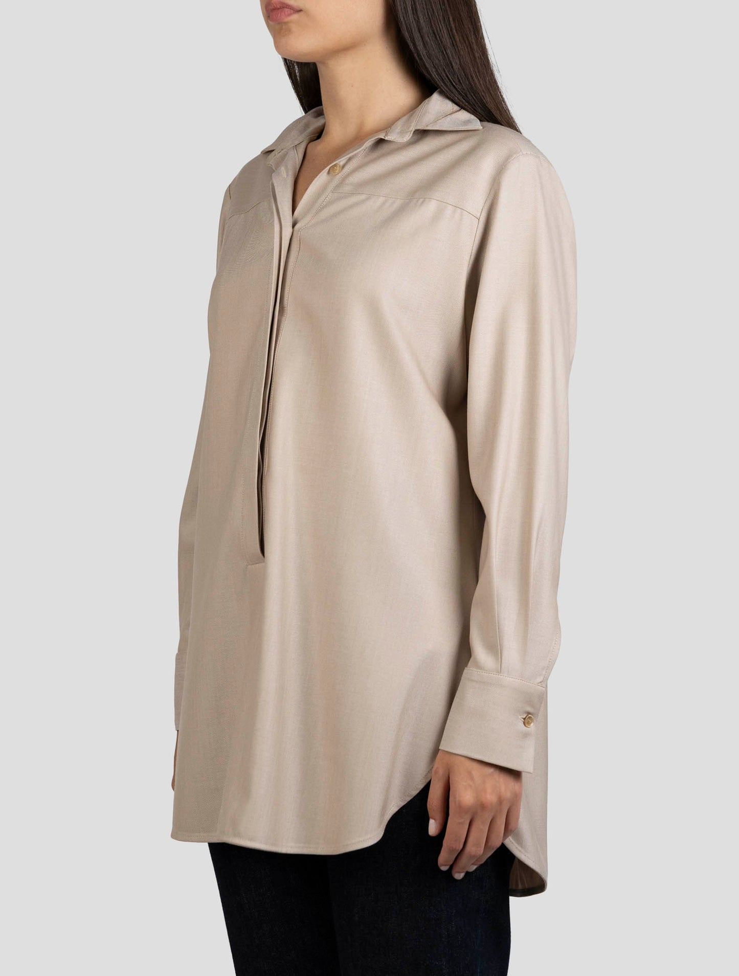 Kiton Beige Virgin Wool Silk Ea Shirt