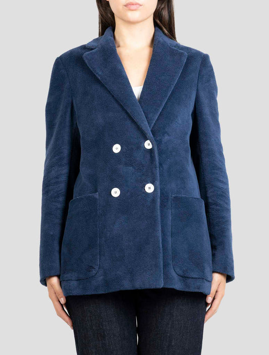 Kiton Blue Viscose Pl Cotton Blazer