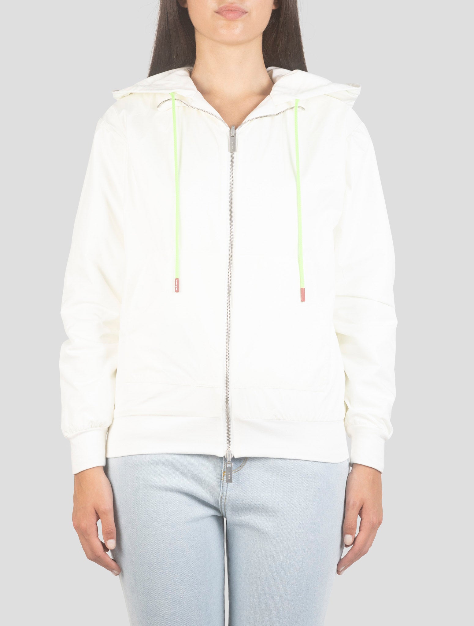 Kiton White Cotton Ea Sweater Full Zip