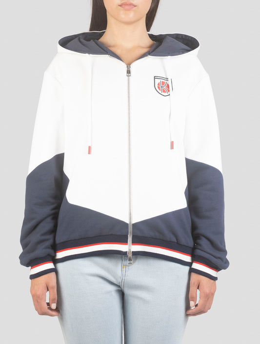 Kiton White Blue Cotton Sweater