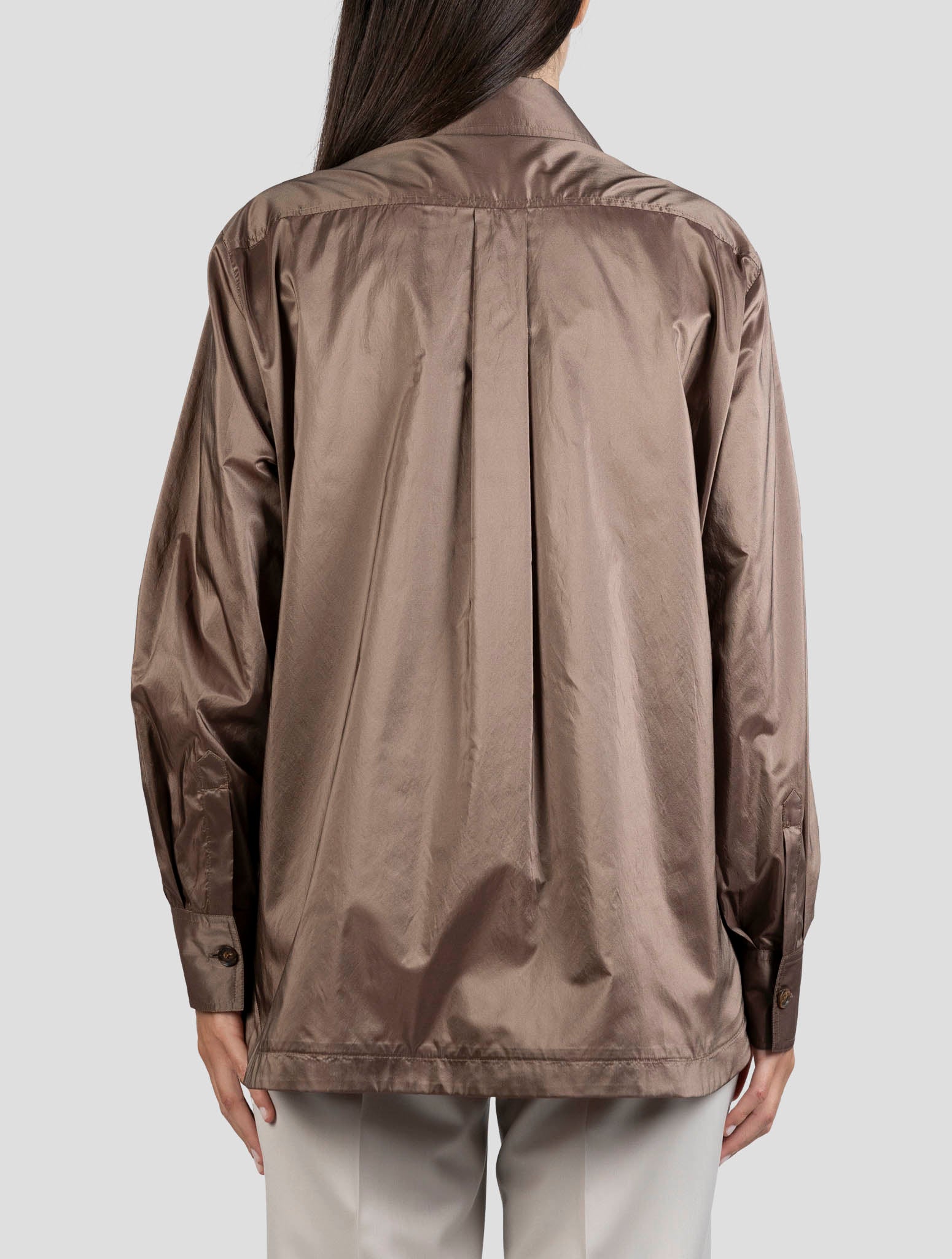 Kiton Brown Silk Pl Shirt
