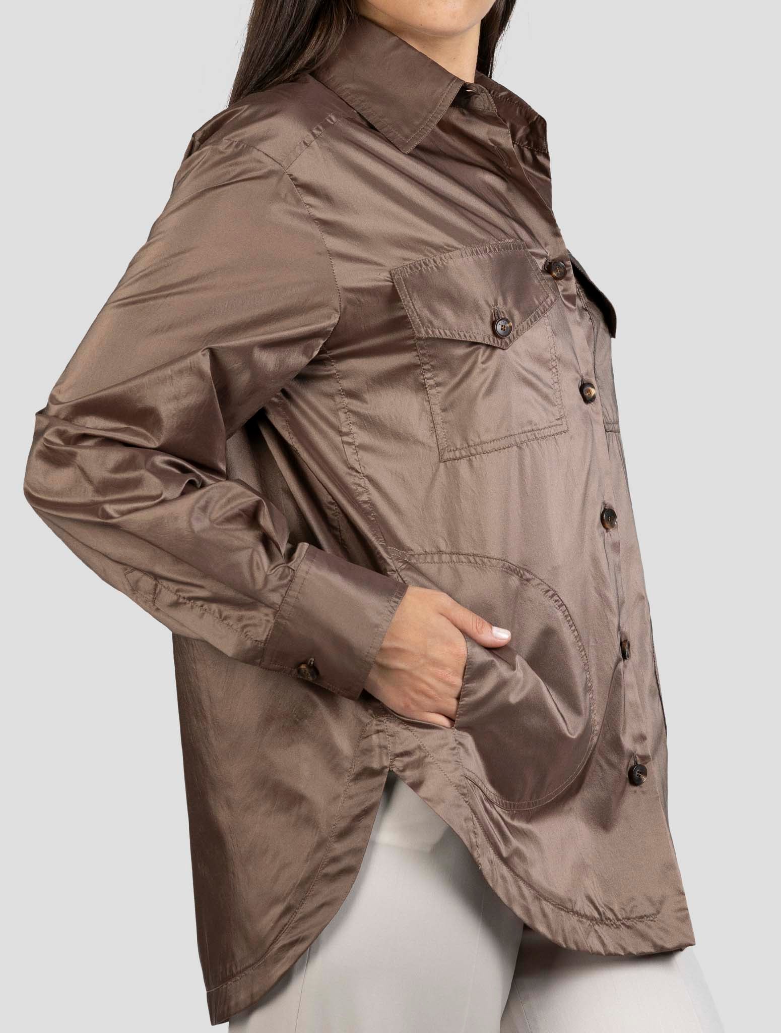 Kiton Brown Silk Pl Shirt