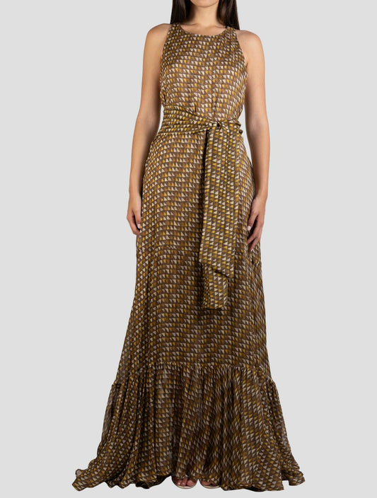 Kiton Multicolor Linen Silk Dress