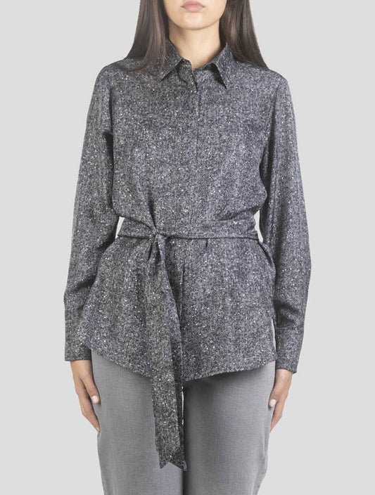 Kiton Gray Silk Shirt