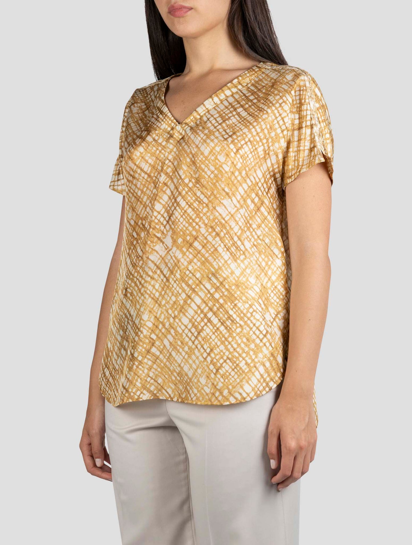 Kiton Yellow White Silk Shirt