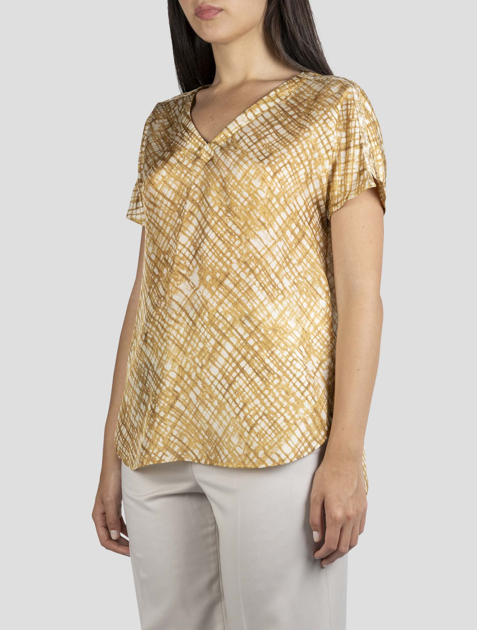 Kiton Yellow White Silk Shirt