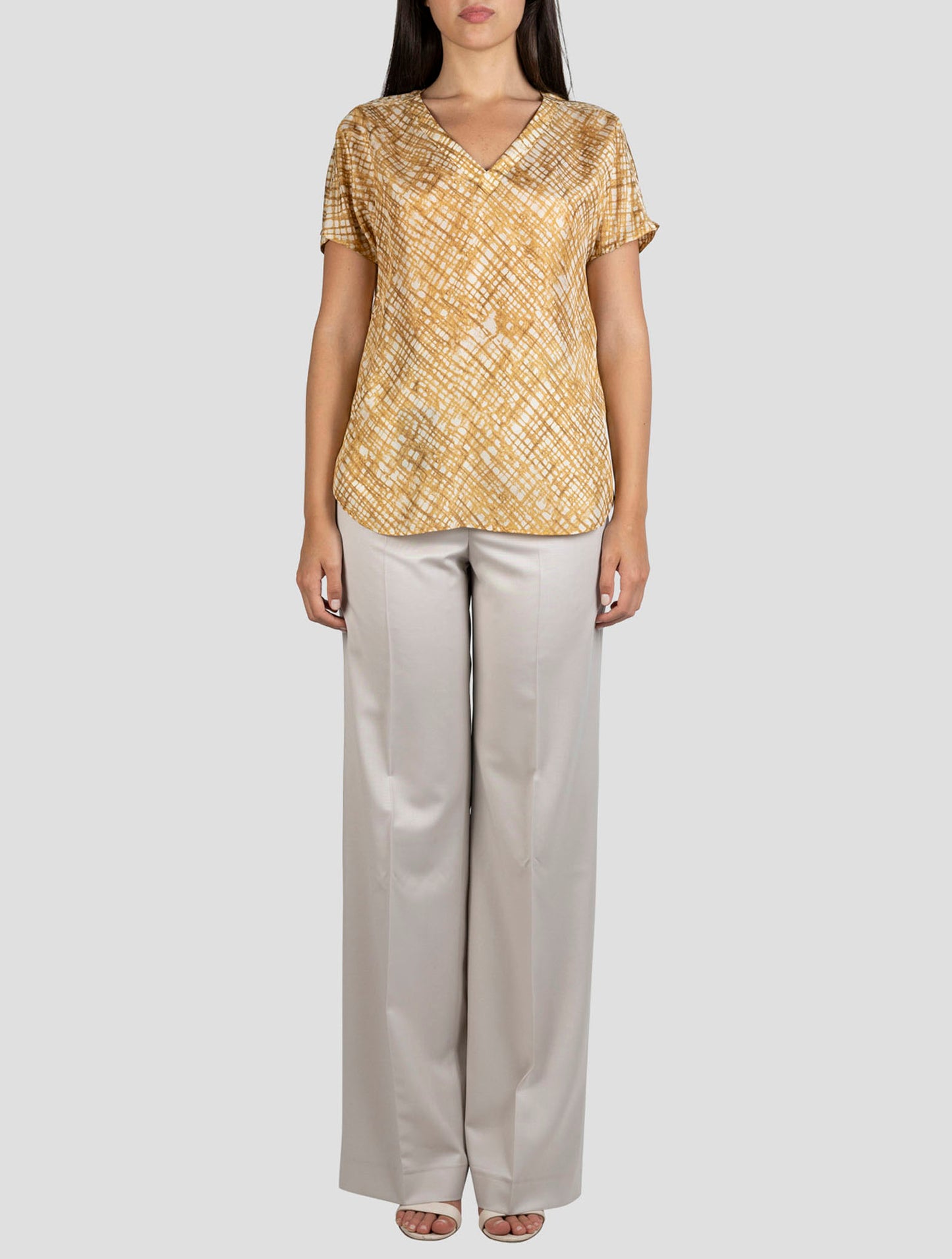 Kiton Yellow White Silk Shirt
