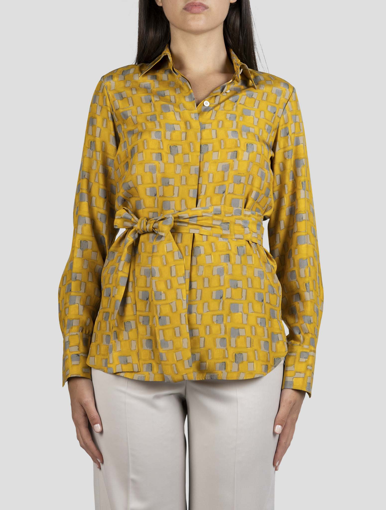 Kiton Yellow Silk Shirt