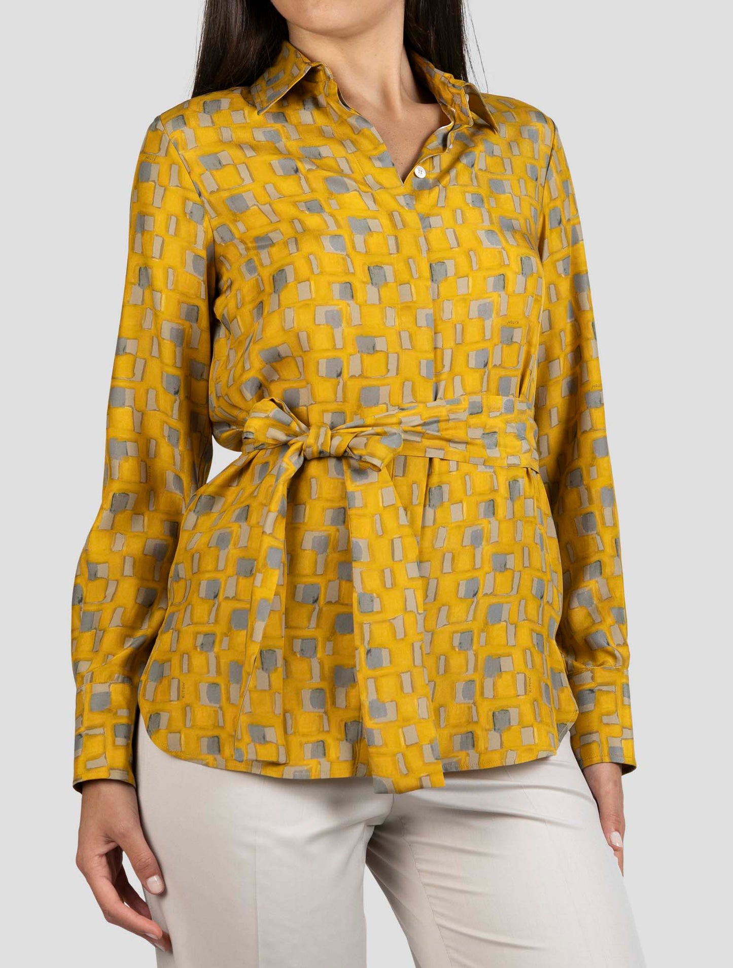 Kiton Yellow Silk Shirt