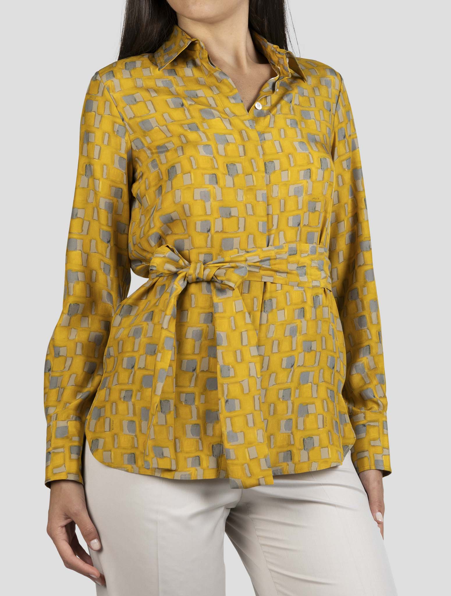 Kiton Yellow Silk Shirt