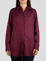 Kiton Burgundy Cotton Lyocell Shirt