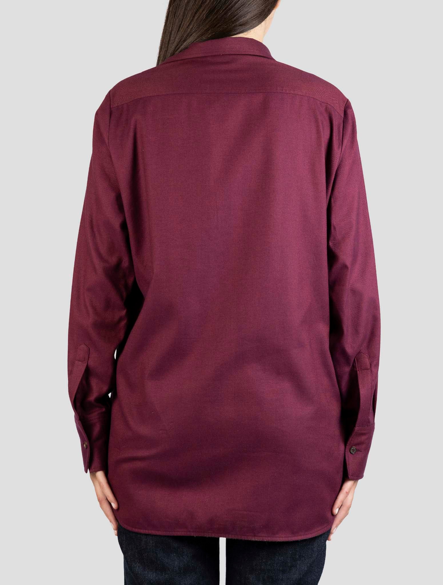 Kiton Burgundy Cotton Lyocell Shirt