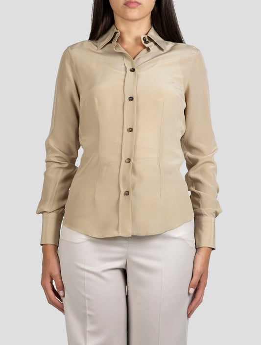 Kiton Beige Silk Shirt
