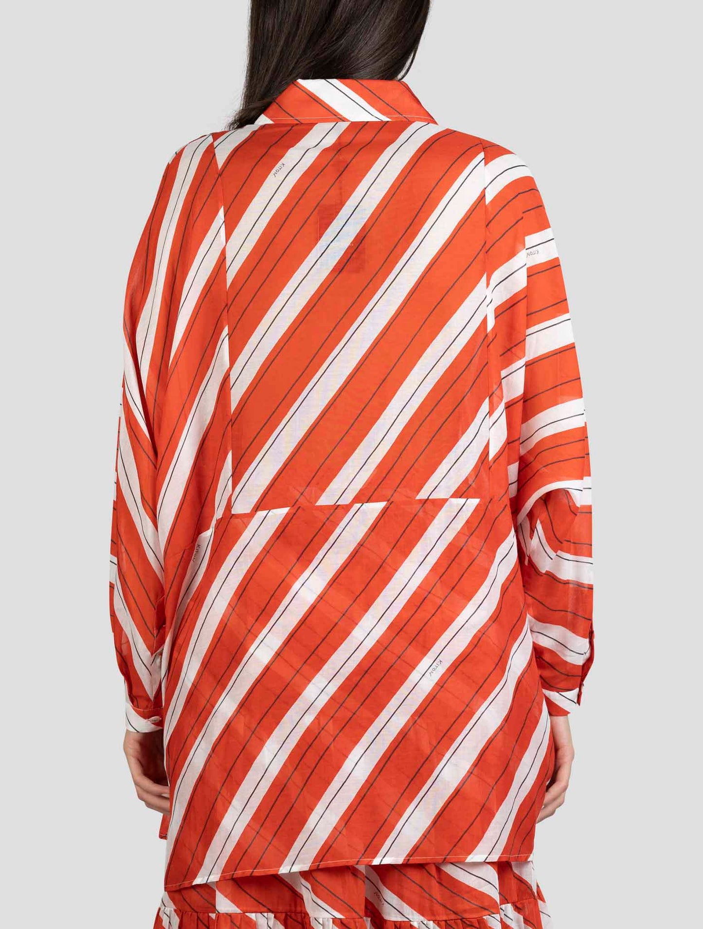 Kiton Red White Cotton Silk Shirt