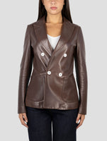 Kiton Brown Leather Blazer