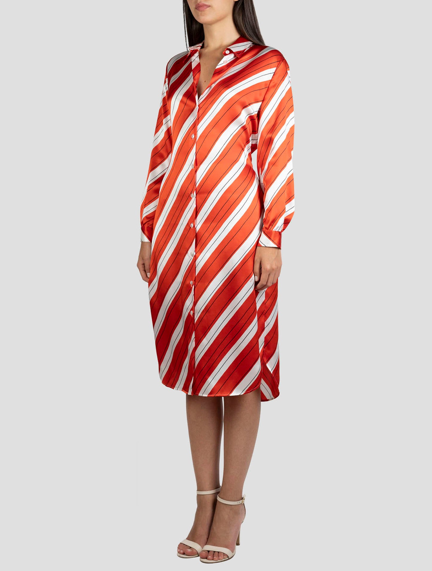Kiton White Red Silk Dress