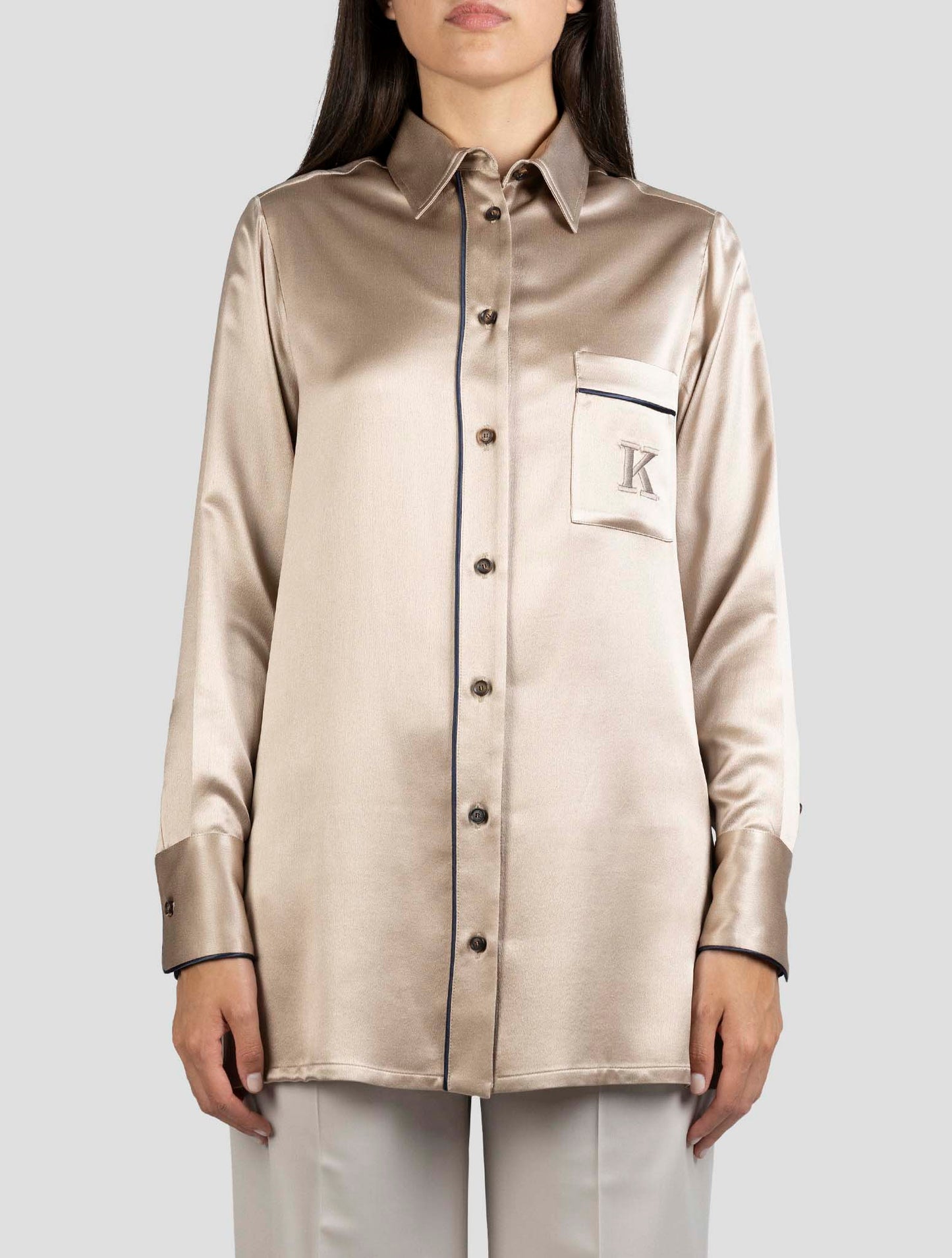 Kiton Bronze Silk Shirt