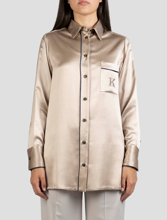 Kiton Bronze Silk Shirt