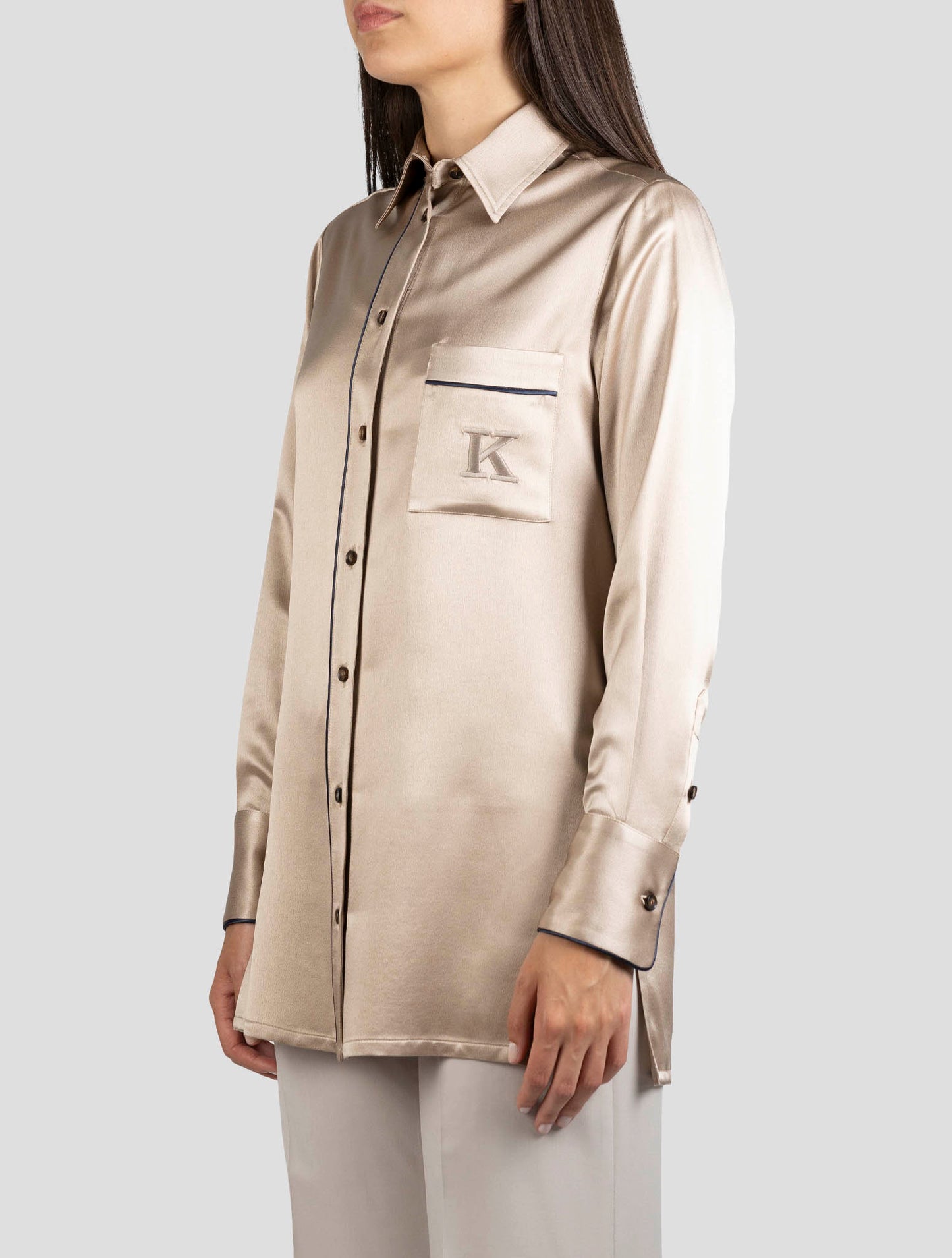 Kiton Bronze Silk Shirt