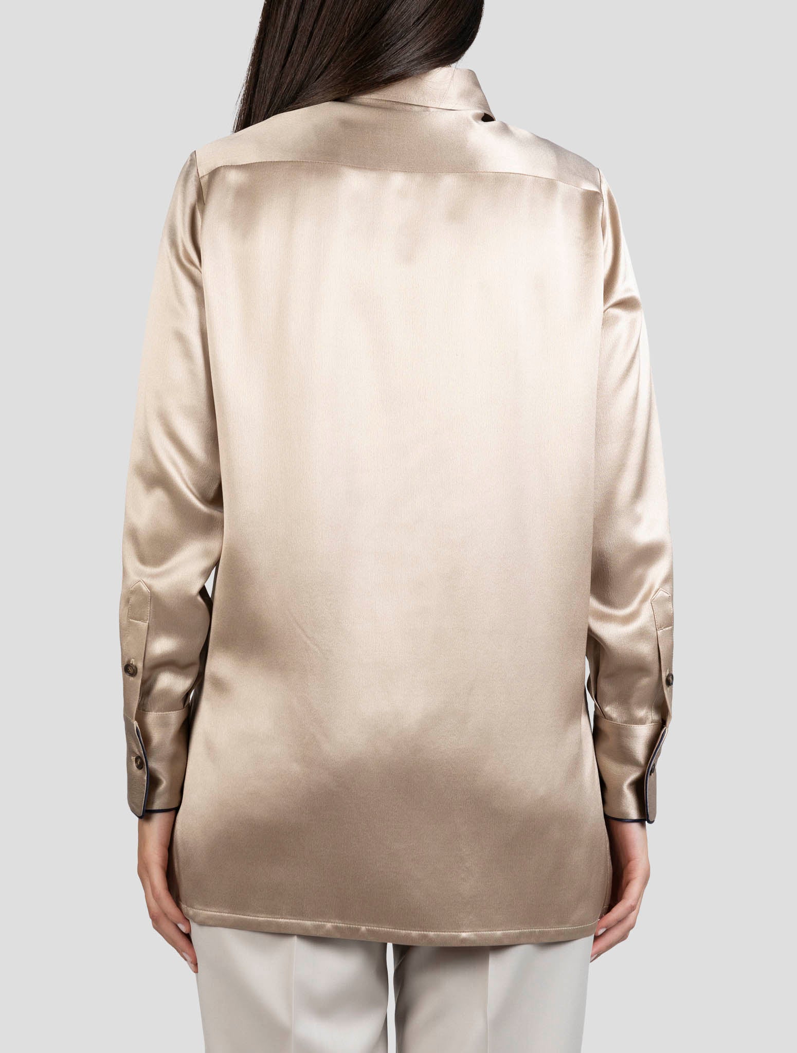 Kiton Bronze Silk Shirt