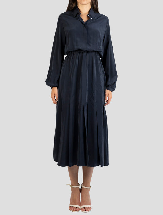 Kiton Blue Silk Dress