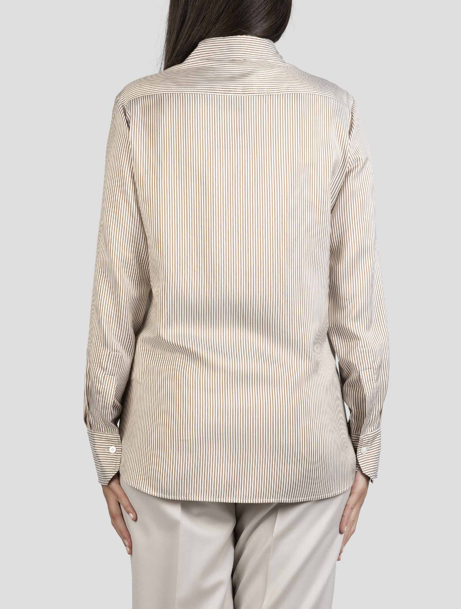 Kiton Beige White Silk Shirt