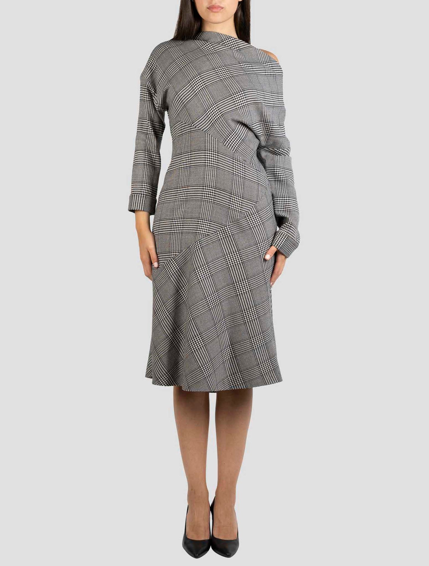 Kiton Black White Virgin Wool Ea Dress
