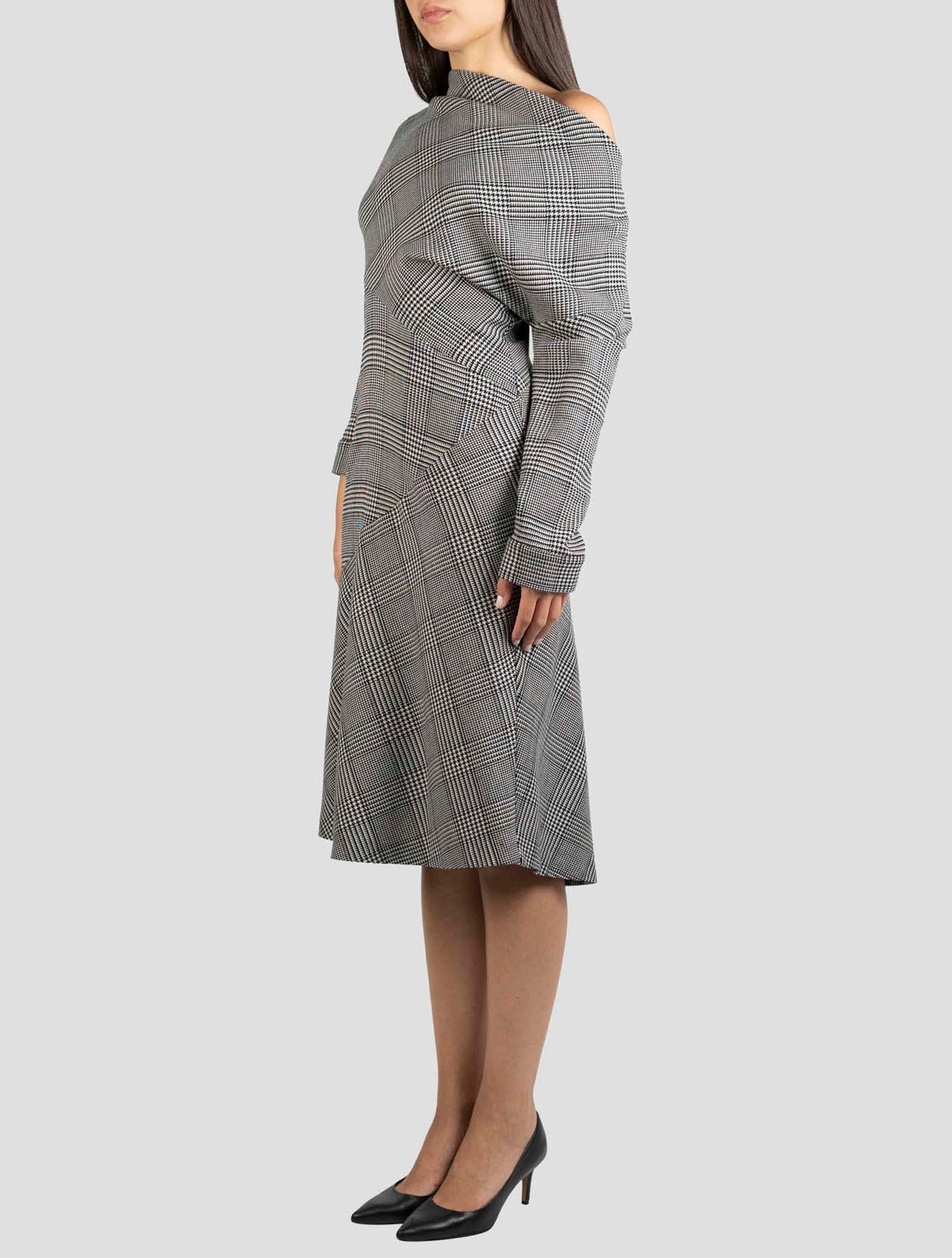 Kiton Black White Virgin Wool Ea Dress