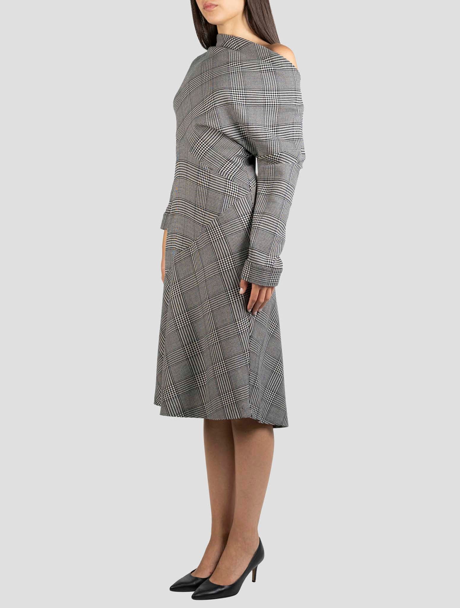 Kiton Black White Virgin Wool Ea Dress