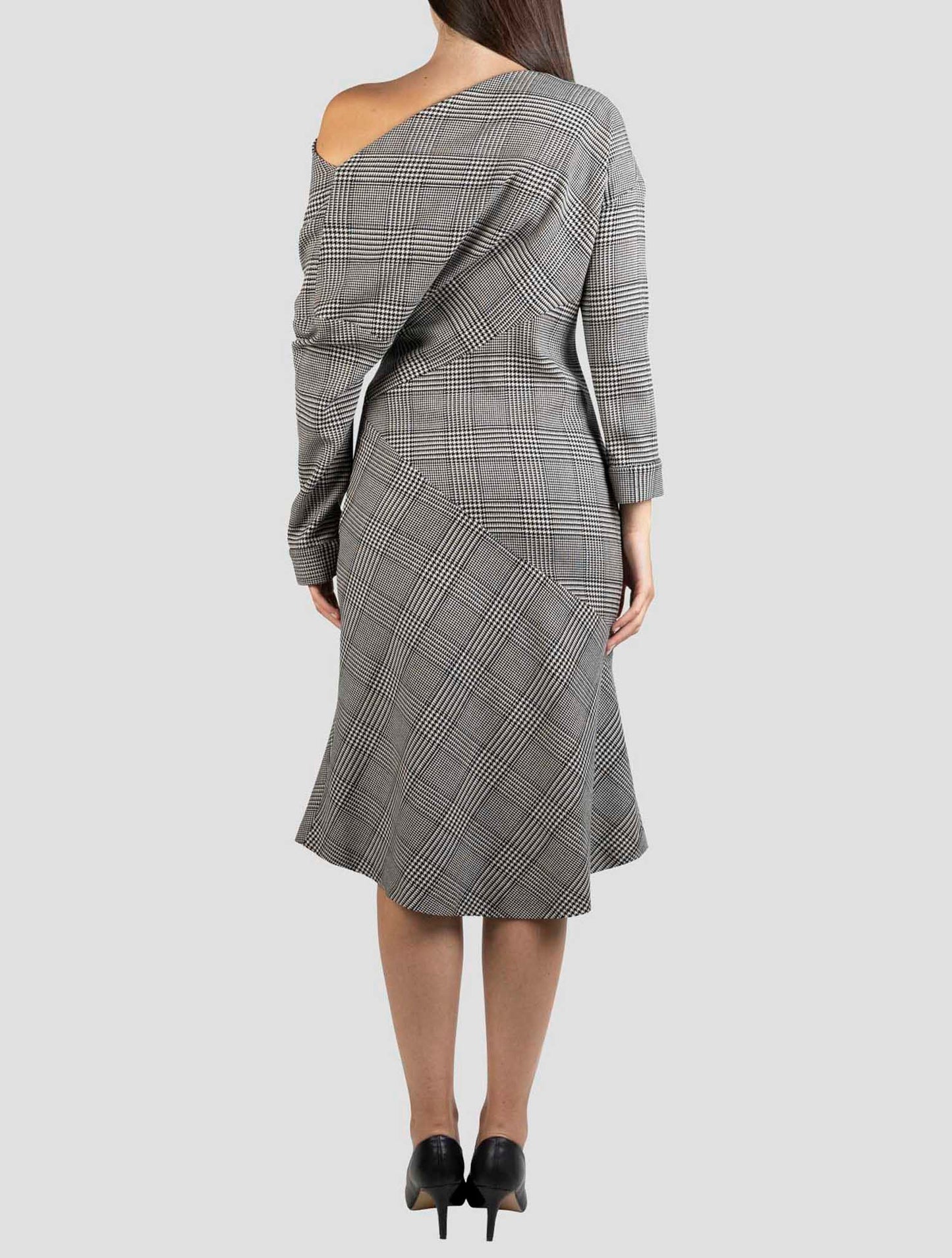 Kiton Black White Virgin Wool Ea Dress